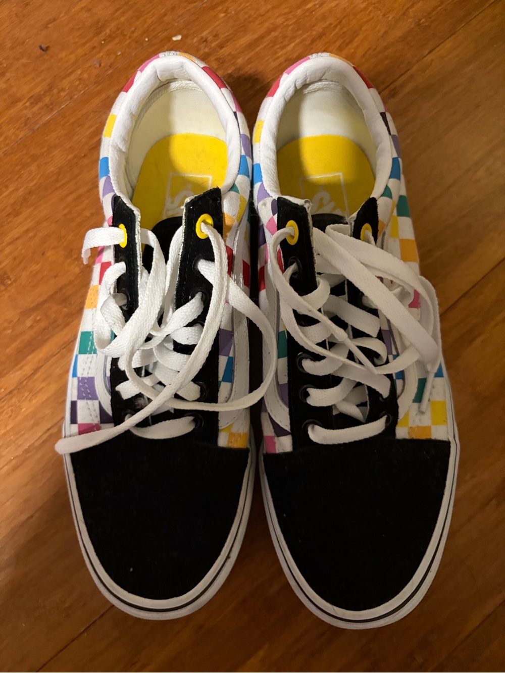 Vans Multicolor Checkered Low-Top Sneakers with Black Toe Men’s 7.5 Women’s 9